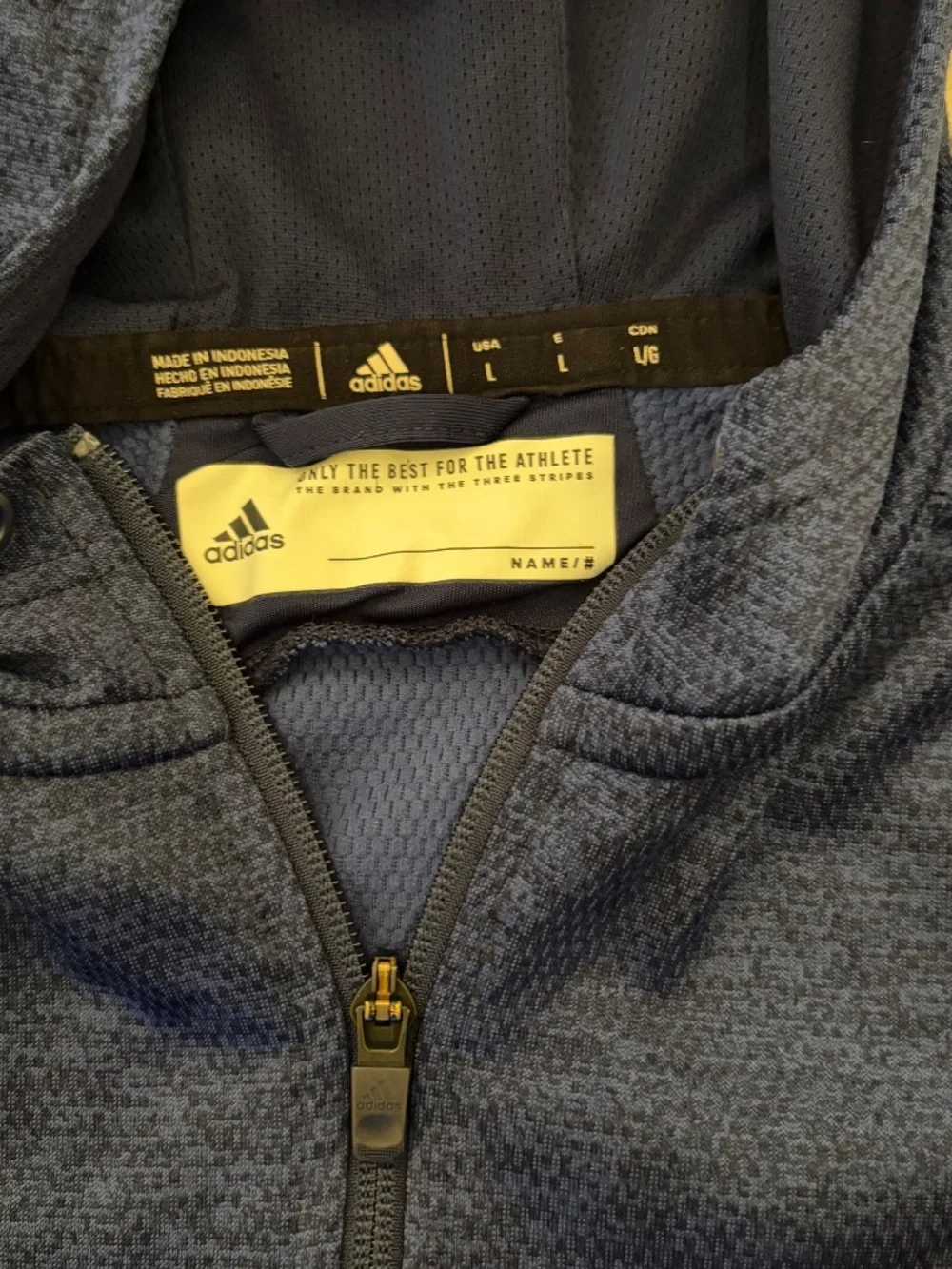 Adidas Athletics Team Issue Full-Zip Hoodie Sz L Navy Running Hiking Outdoors